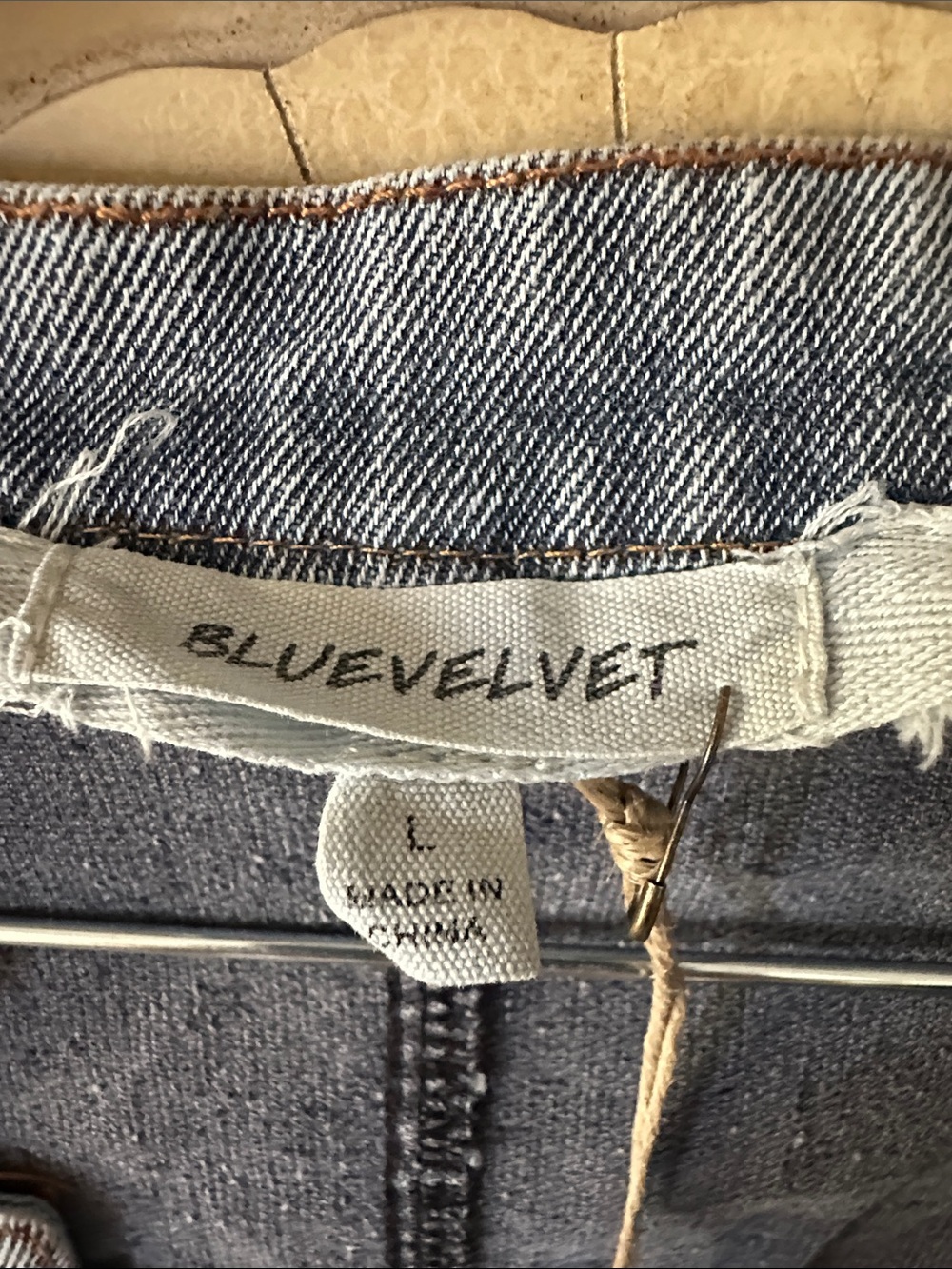 NWT BlueVelvet Blue Washed 2 Tone Denim Military-Style Jean Jacket size Large - Picture 2 of 7
